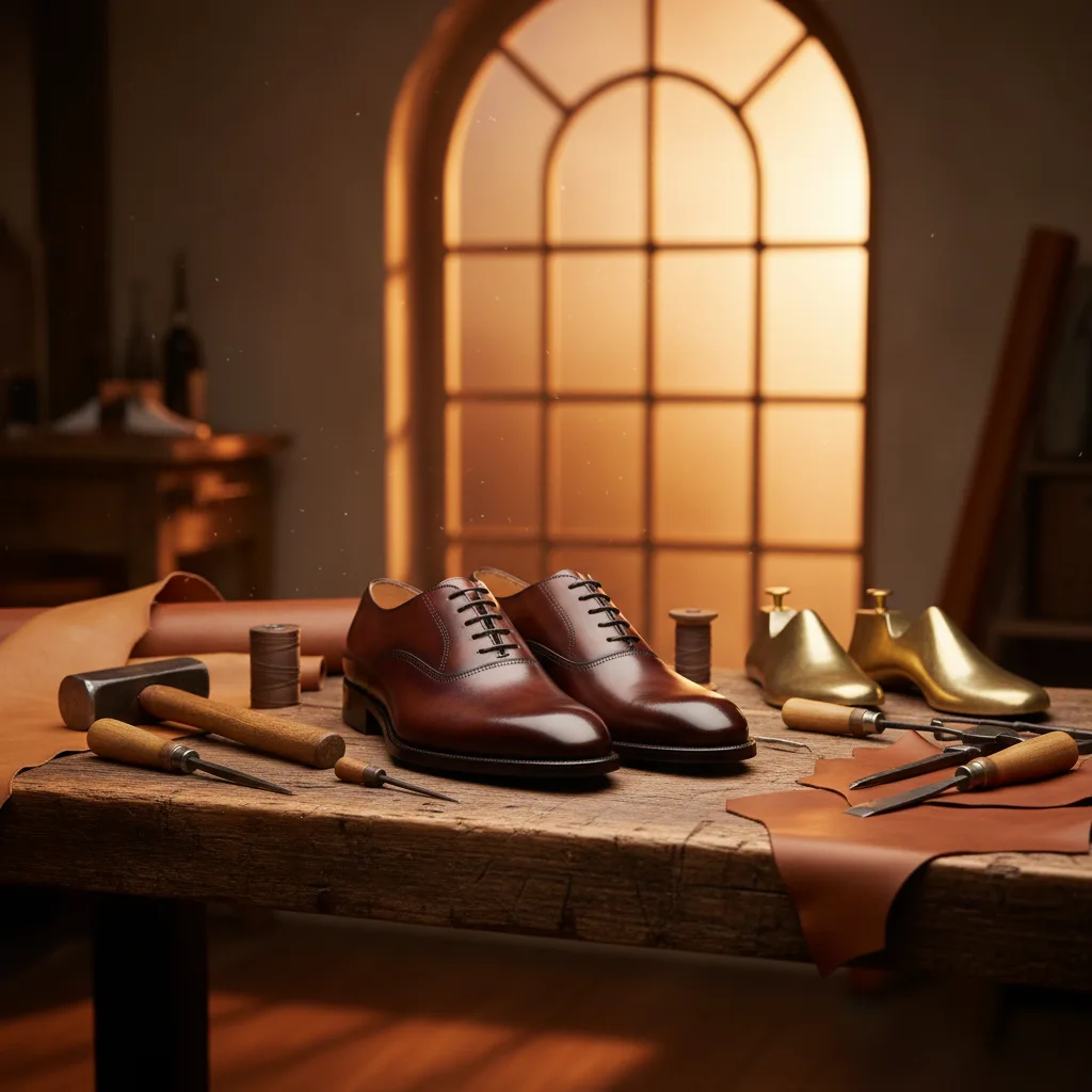 Atelier d'un cordonnier avec outils traditionnels